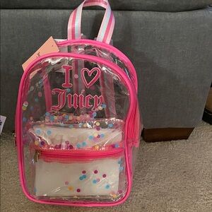 Juicy Couture Kids' Clear Pink Confetti Backpack